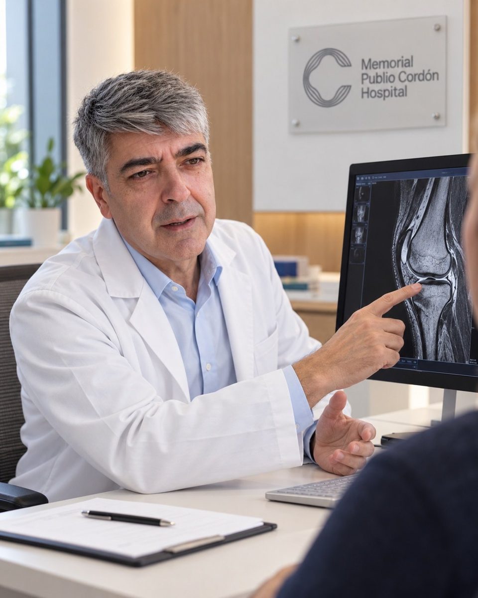El doctor explicando una prueba de imagen en consulta